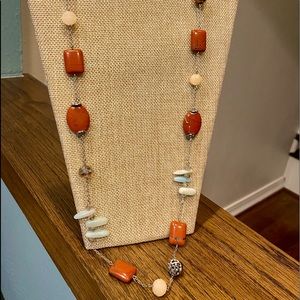 Turquoise and Amber Stone Necklace